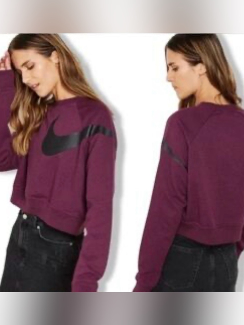 Nike Dri-Fit Cropped Sweatshirt Dark Purple XS EUC
